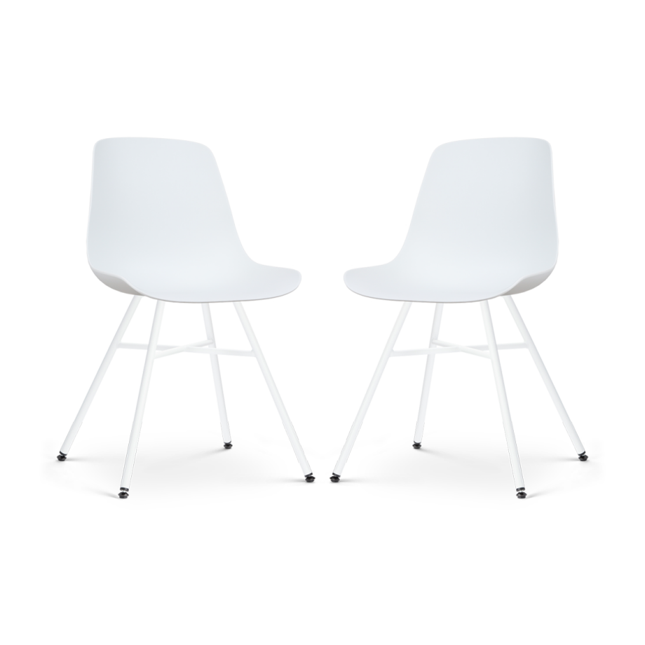 Noa-Pip eetkamerstoel wit - wit onderstel - set van 2 afbeelding 1