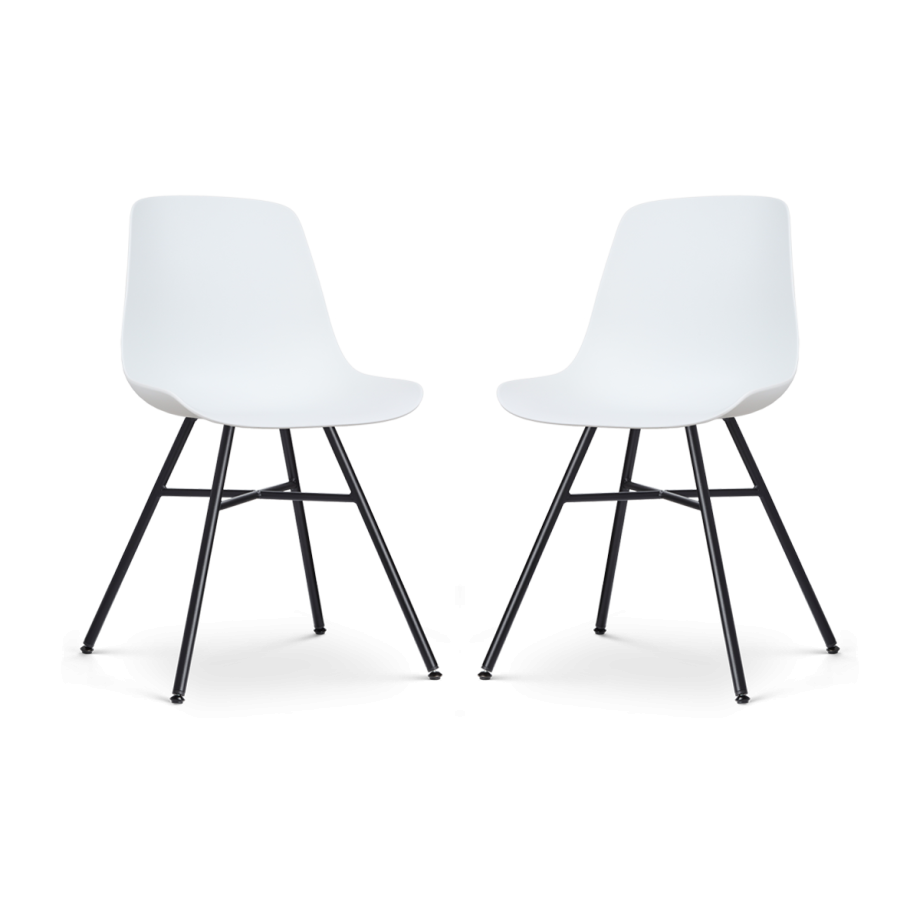 Noa-Pip eetkamerstoel wit - zwart onderstel - set van 2 Noa-Pip eetkamerstoel wit - zwart onderstel - set van 2 afbeelding 1