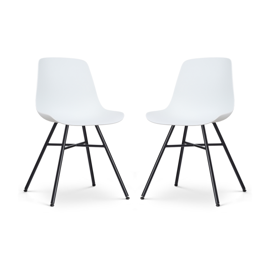 Noa-Pip eetkamerstoel wit - zwart onderstel - set van 2 afbeelding 1