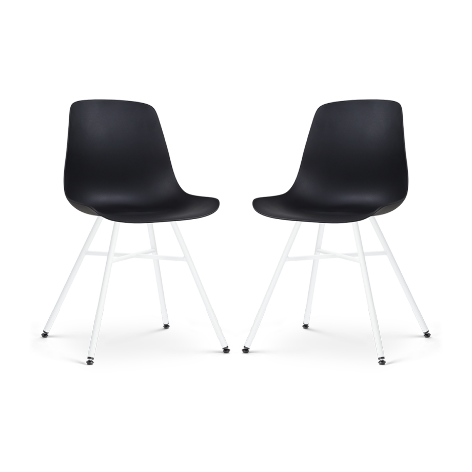 Noa-Pip eetkamerstoel zwart - wit onderstel - set van 2 afbeelding 1