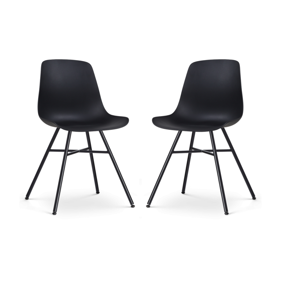 Noa-Pip eetkamerstoel zwart - zwart onderstel - set van 2 afbeelding 1
