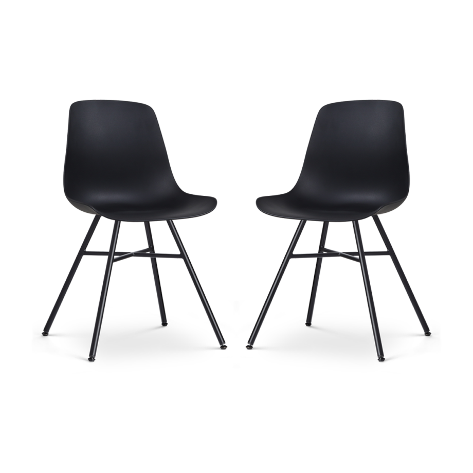 Noa-Pip eetkamerstoel zwart - zwart onderstel - set van 2 Noa-Pip eetkamerstoel zwart - zwart onderstel - set van 2 afbeelding 1