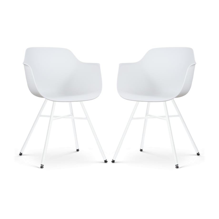 Noa-Puk eetkamerstoel wit - wit onderstel - set van 2 afbeelding 1