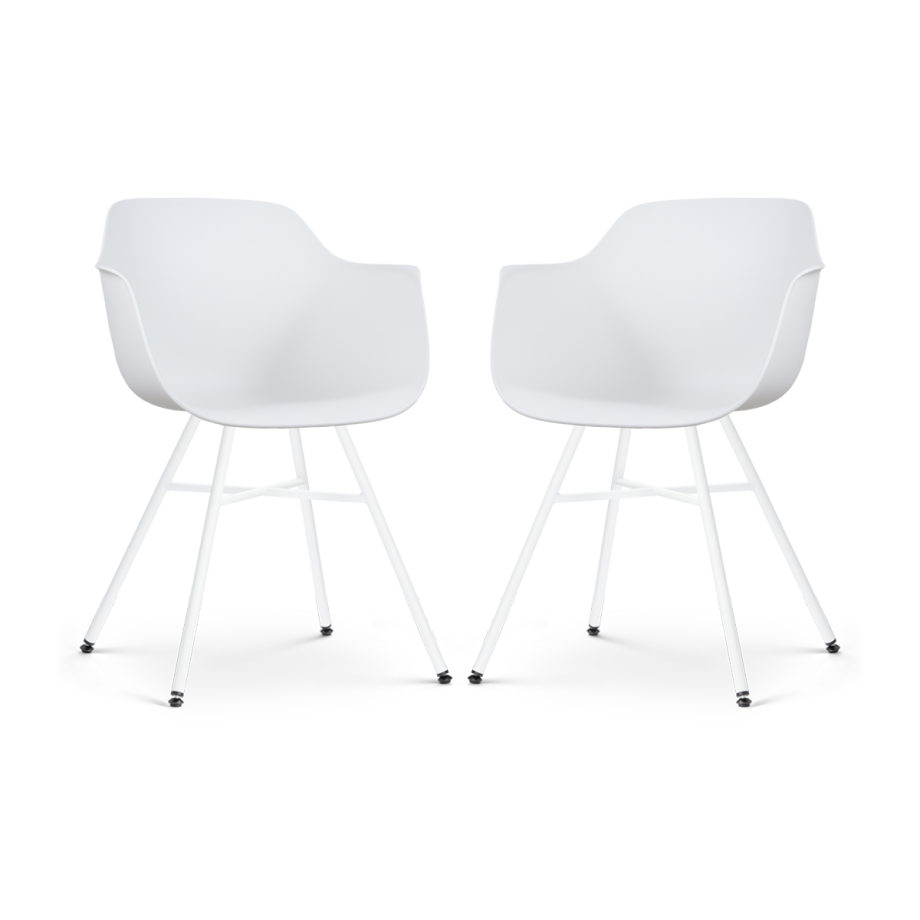 Noa-Puk eetkamerstoel wit - wit onderstel - set van 2 afbeelding 1