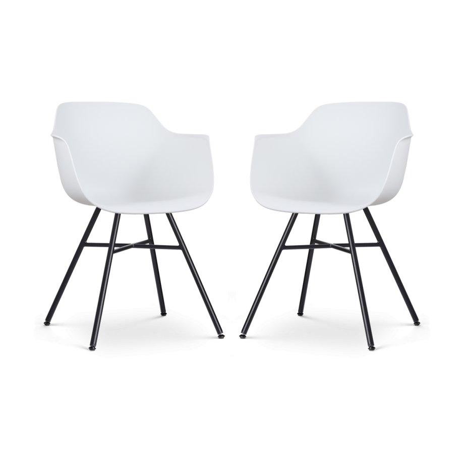 Noa-Puk eetkamerstoel wit - zwart onderstel - set van 2 Noa-Puk eetkamerstoel wit - zwart onderstel - set van 2 afbeelding 1