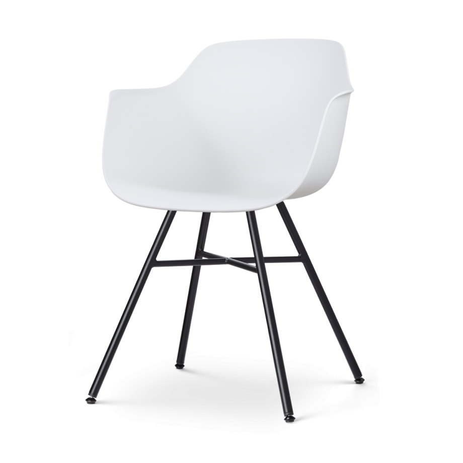 Noa-Puk eetkamerstoel wit - zwart onderstel afbeelding 1