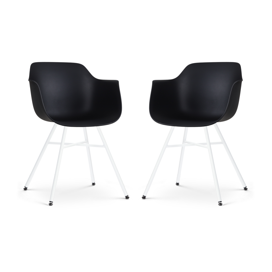 Noa-Puk eetkamerstoel zwart - wit onderstel - set van 2 Noa-Puk eetkamerstoel zwart - wit onderstel - set van 2 afbeelding 1