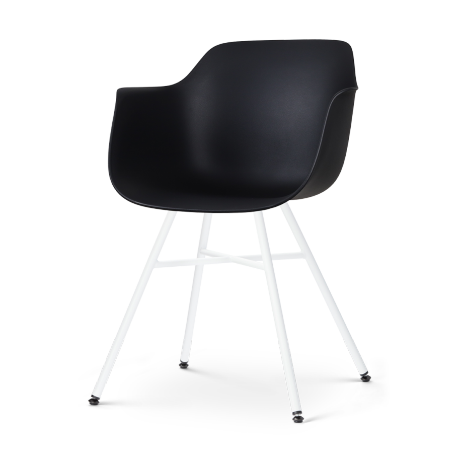 Noa-Puk eetkamerstoel zwart - wit onderstel afbeelding 1