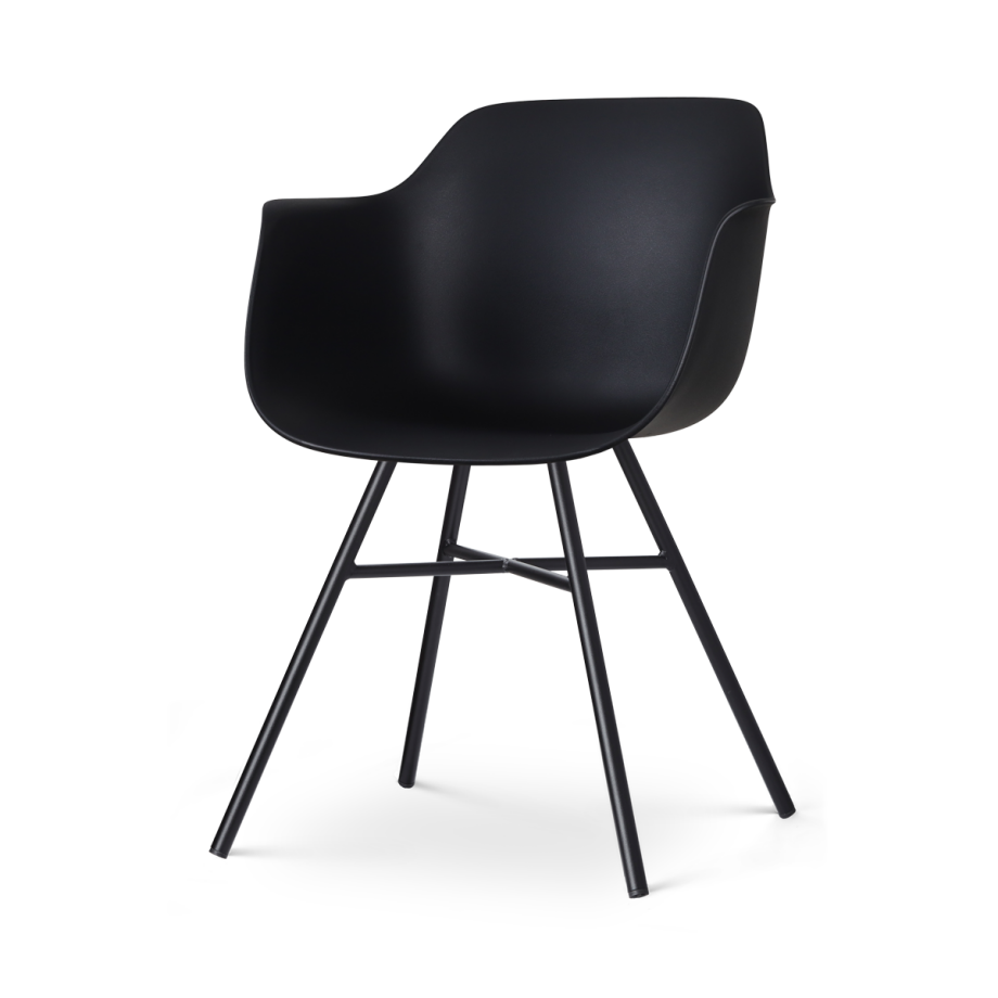 Noa-Puk kunststof tuinstoel zwart - zwart onderstel Noa-Puk kunststof tuinstoel zwart - zwart onderstel afbeelding 1