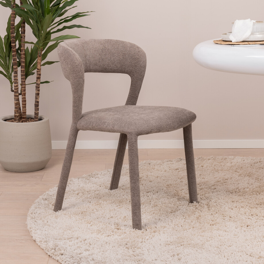 WOOOD Eetkamerstoel 'Noble' Geweven, kleur Taupe WOOOD Eetkamerstoel 'Noble' Geweven, kleur Taupe afbeelding 1