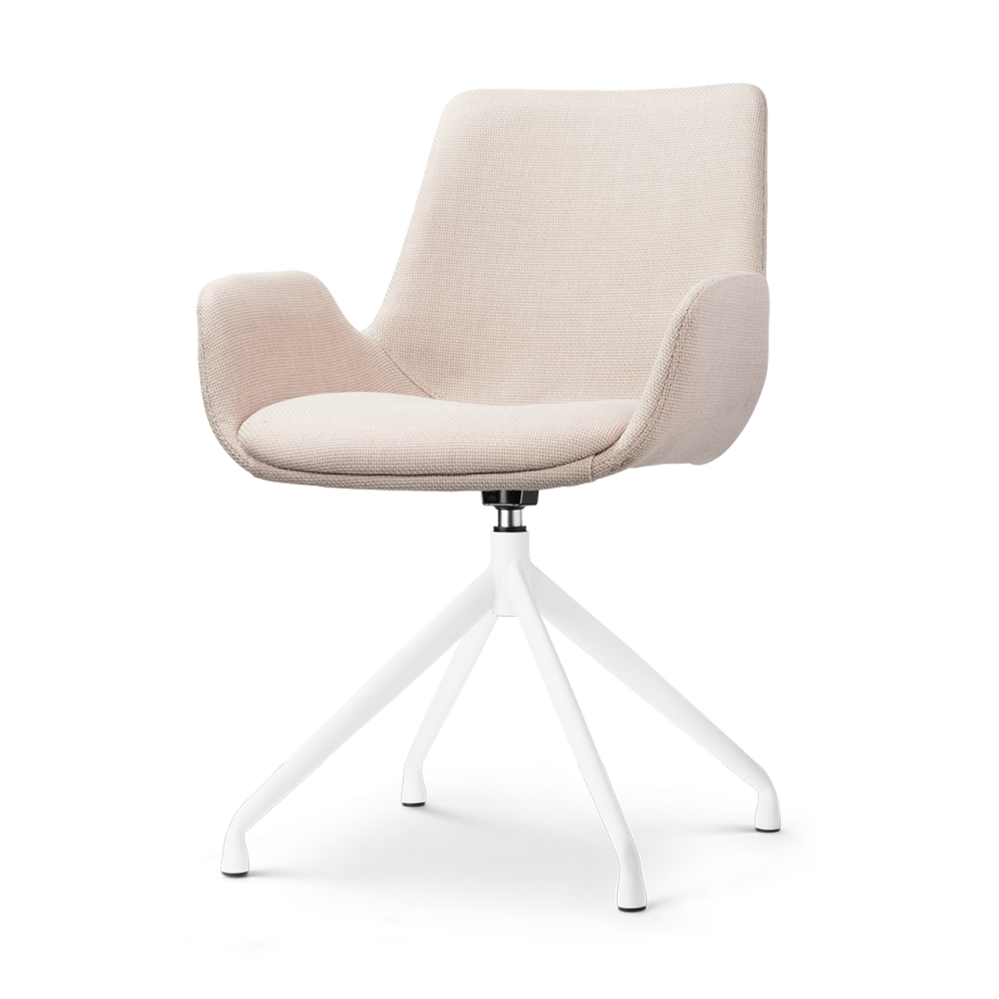 Nola-Eef draaibare eetkamerstoel beige - wit onderstel afbeelding 1