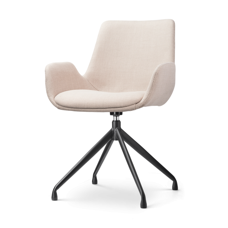 Nola-Eef draaibare eetkamerstoel beige - zwart onderstel afbeelding 1