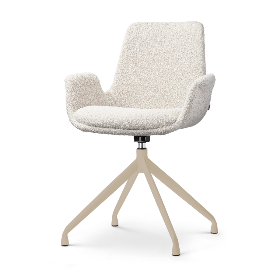 Nola-Eef draaibare eetkamerstoel bouclé beige - beige onderstel afbeelding 1