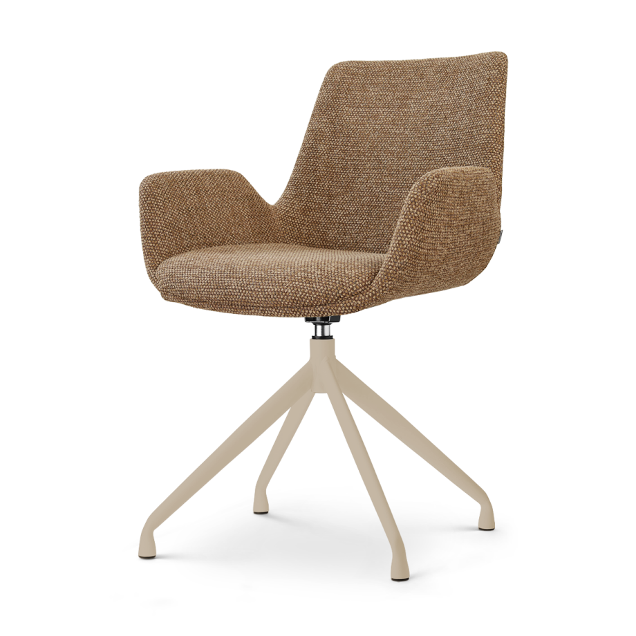 Nola-Eef draaibare eetkamerstoel bruin blend - beige onderstel afbeelding 1