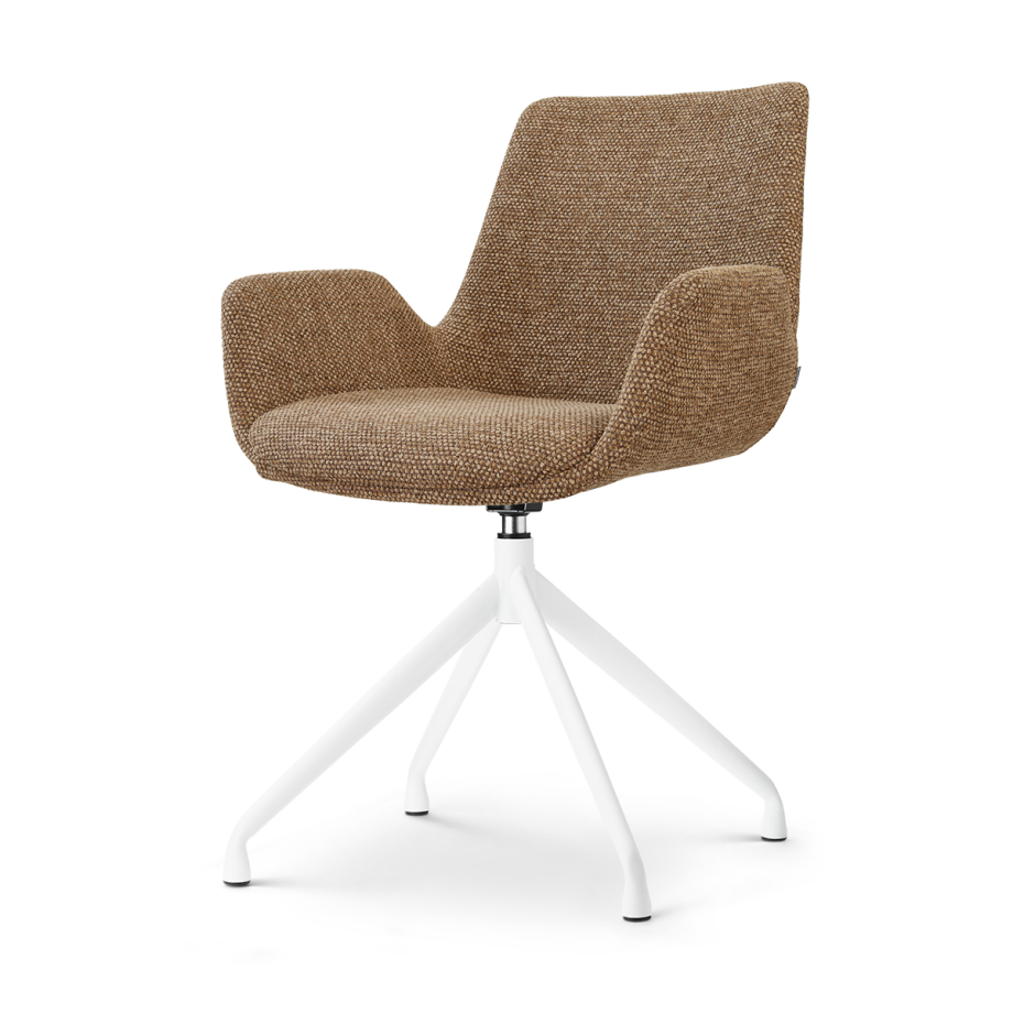 Nola-Eef draaibare eetkamerstoel bruin blend - wit onderstel afbeelding 1