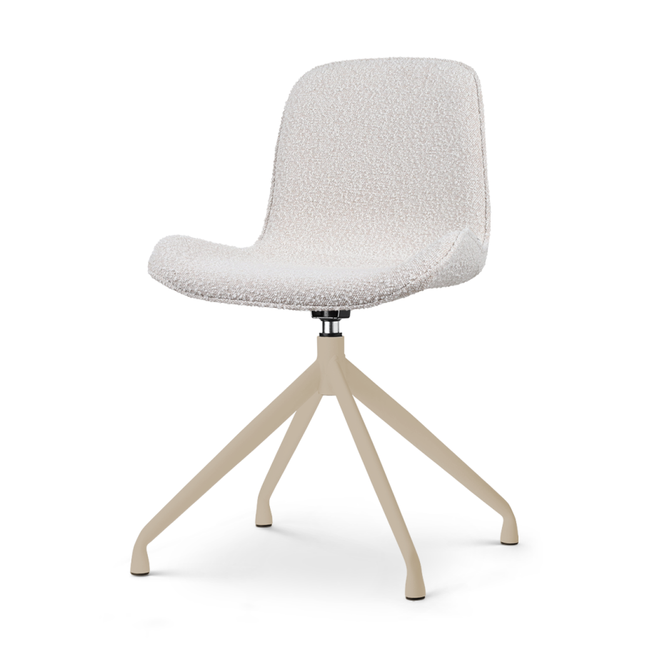 Nola-Fé draaibare eetkamerstoel bouclé beige - beige onderstel afbeelding 1