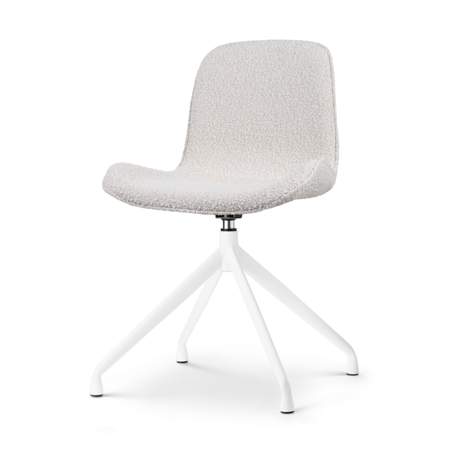 Nola-Fé draaibare eetkamerstoel bouclé beige - wit onderstel Nola-Fé draaibare eetkamerstoel bouclé beige - wit onderstel afbeelding 1