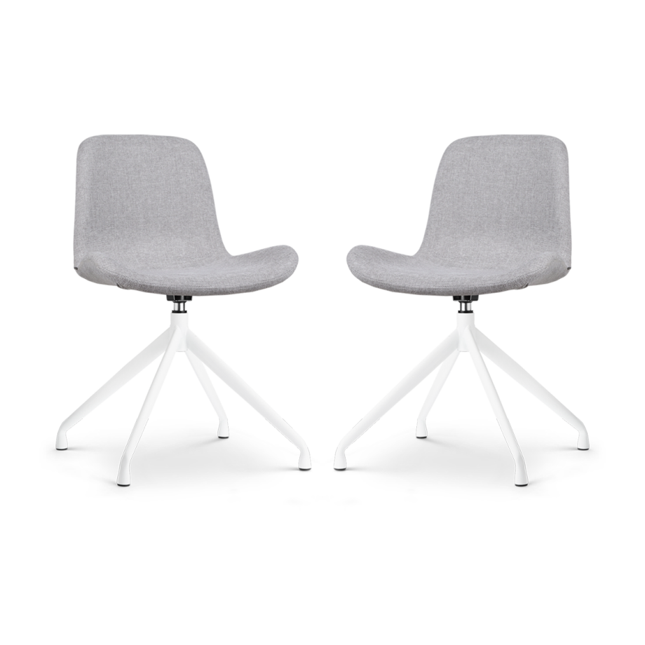 Nola-Fé draaibare eetkamerstoel lichtgrijs - wit onderstel - set van 2 Nola-Fé draaibare eetkamerstoel lichtgrijs - wit onderstel - set van 2 afbeelding 1
