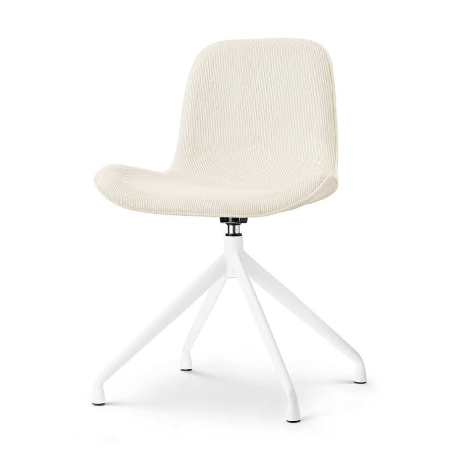 Nola-Fé draaibare eetkamerstoel rib beige - wit onderstel Nola-Fé draaibare eetkamerstoel rib beige - wit onderstel afbeelding 1