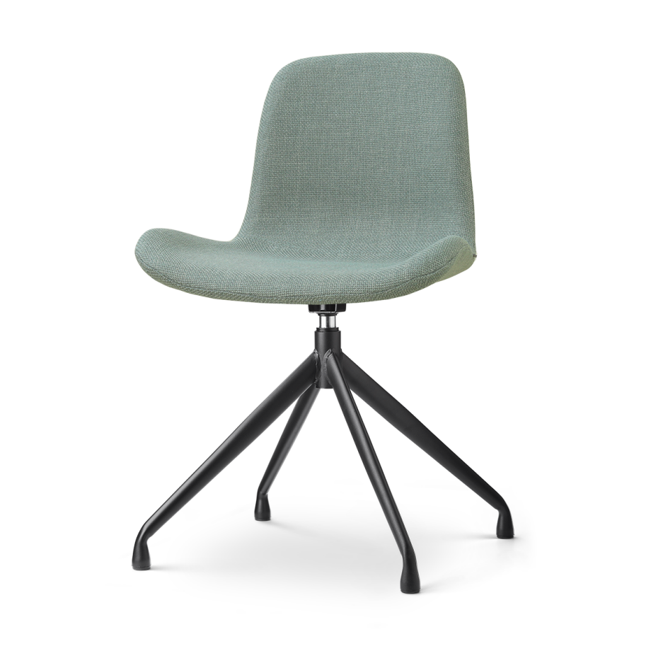 Nola-Fé draaibare eetkamerstoel saliegroen - zwart onderstel Nola-Fé draaibare eetkamerstoel saliegroen - zwart onderstel afbeelding 1