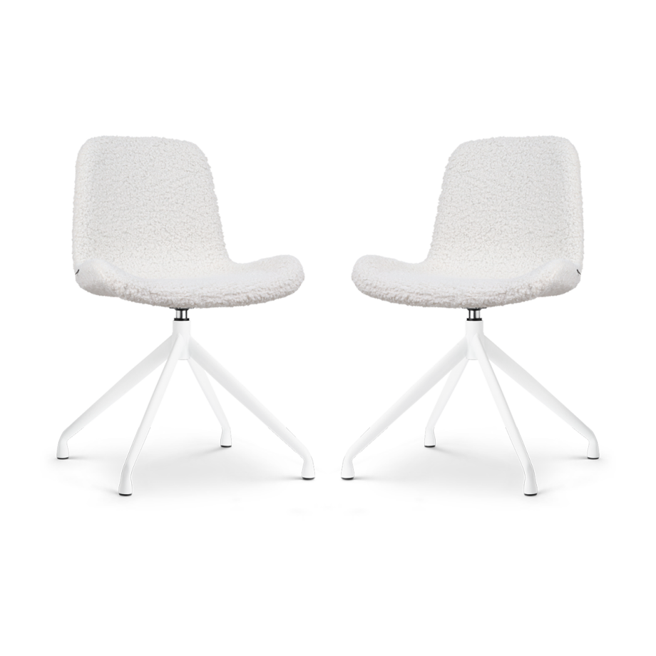 Nola-Fé draaibare eetkamerstoel teddy gebroken wit - wit onderstel - set van 2 Nola-Fé draaibare eetkamerstoel teddy gebroken wit - wit onderstel - set van 2 afbeelding 1