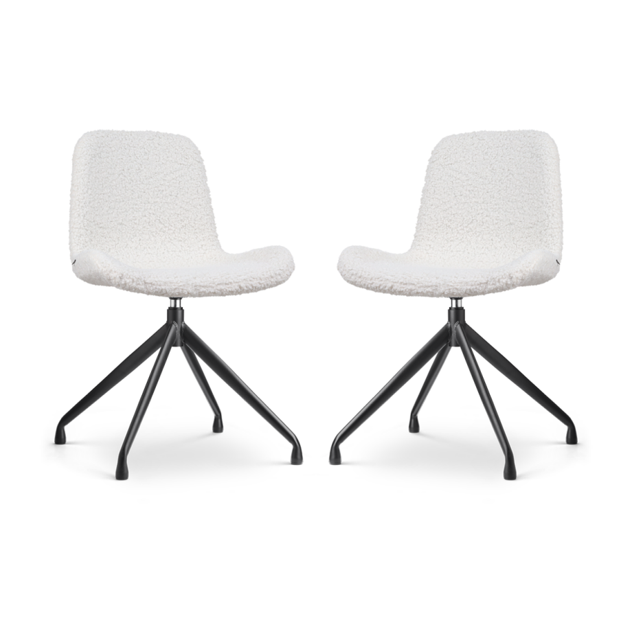 Nola-Fé draaibare eetkamerstoel teddy gebroken wit - zwart onderstel - set van 2 Nola-Fé draaibare eetkamerstoel teddy gebroken wit - zwart onderstel - set van 2 afbeelding 1