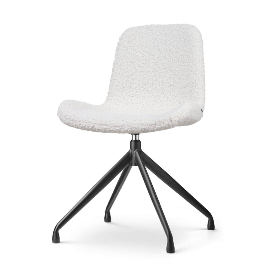 Nola-Fé draaibare eetkamerstoel teddy gebroken wit - zwart onderstel Nola-Fé draaibare eetkamerstoel teddy gebroken wit - zwart onderstel afbeelding 1