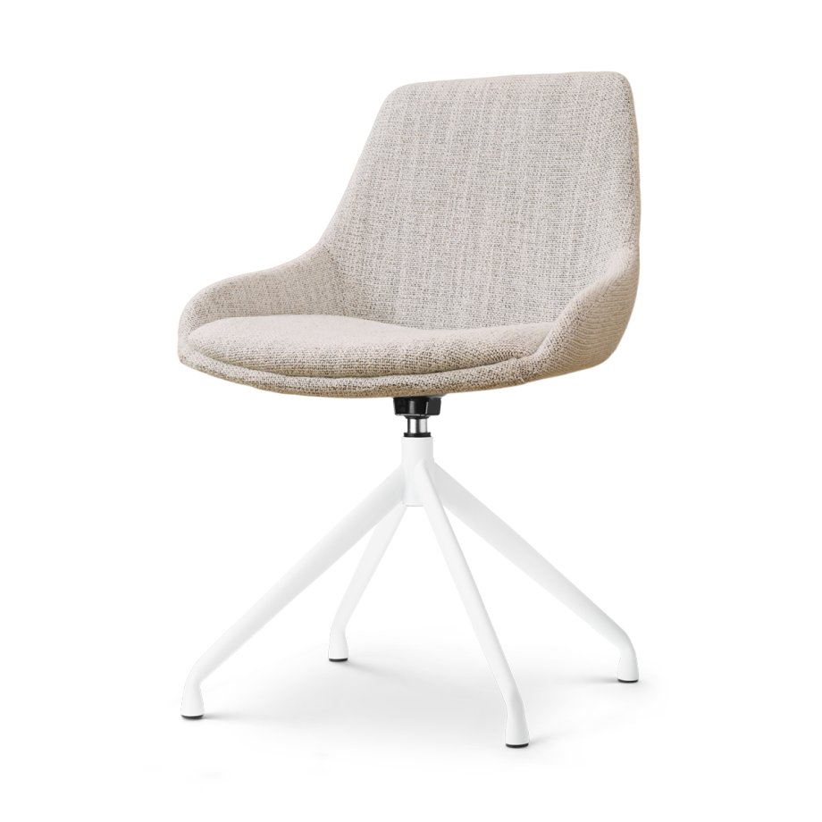 Nola-Isa draaibare eetkamerstoel beige gemêleerd - wit onderstel afbeelding 1