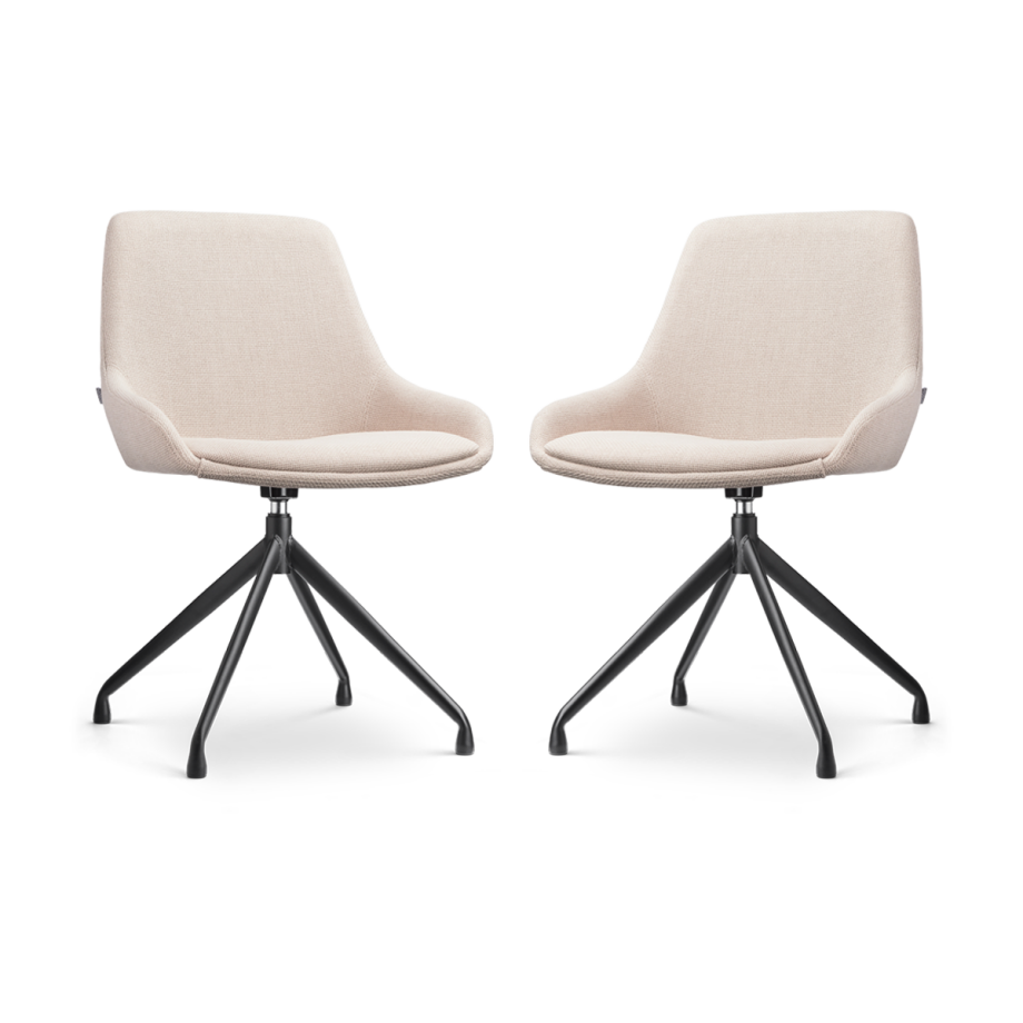 Nola-Isa draaibare eetkamerstoel beige - zwart onderstel - set van 2 Nola-Isa draaibare eetkamerstoel beige - zwart onderstel - set van 2 afbeelding 1