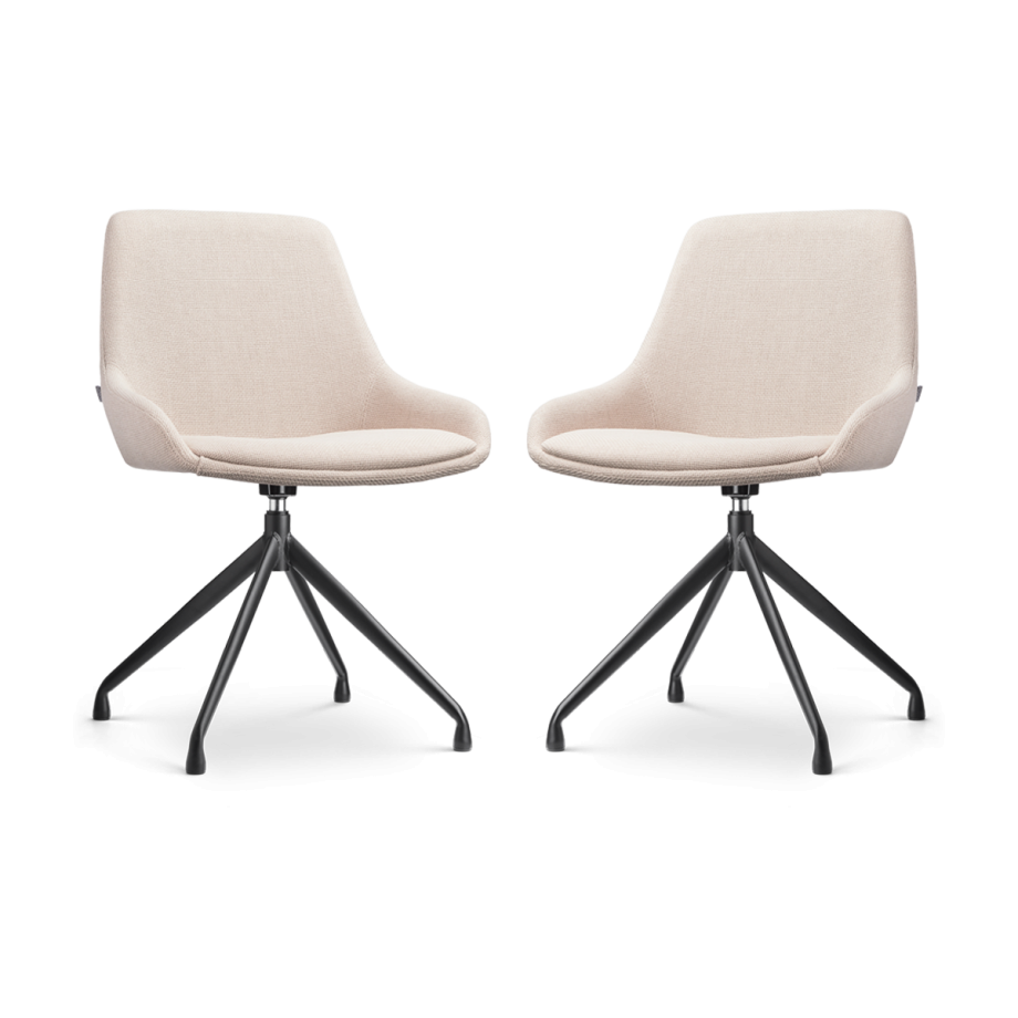 Nola-Isa draaibare eetkamerstoel beige - zwart onderstel - set van 2 Nola-Isa draaibare eetkamerstoel beige - zwart onderstel - set van 2 afbeelding 1