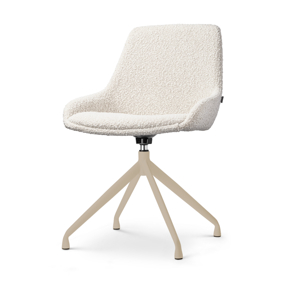 Nola-Isa draaibare eetkamerstoel bouclé beige - beige onderstel afbeelding 1