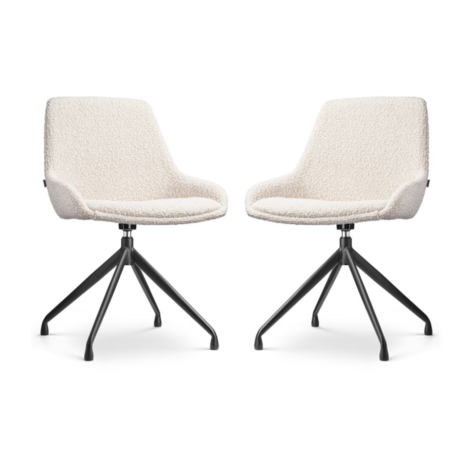 Nola-Isa draaibare eetkamerstoel bouclé beige - zwart onderstel - set van 2 Nola-Isa draaibare eetkamerstoel bouclé beige - zwart onderstel - set van 2 afbeelding 1