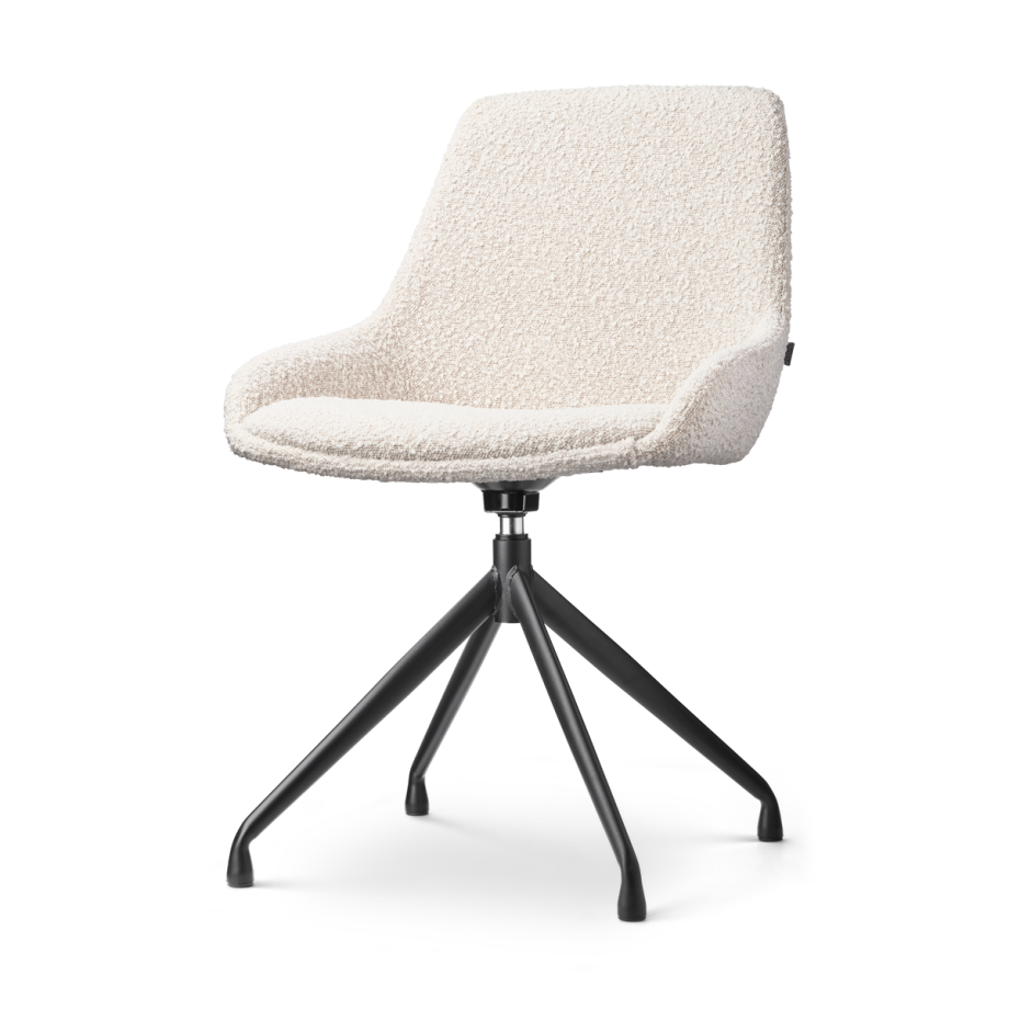 Nola-Isa draaibare eetkamerstoel bouclé beige - zwart onderstel afbeelding 1