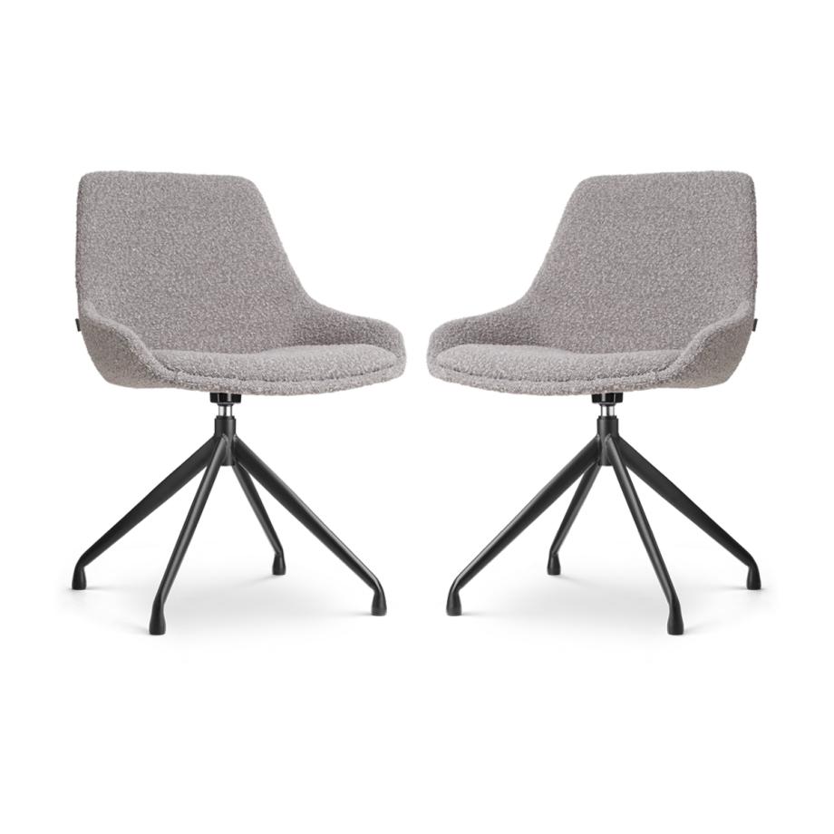 Nola-Isa draaibare eetkamerstoel bouclé taupe - zwart onderstel - set van 2 Nola-Isa draaibare eetkamerstoel bouclé taupe - zwart onderstel - set van 2 afbeelding 1
