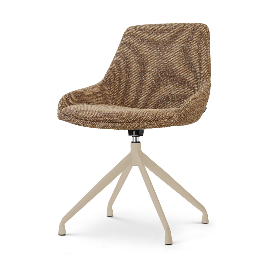 Nola-Isa draaibare eetkamerstoel bruin blend - beige onderstel afbeelding 1
