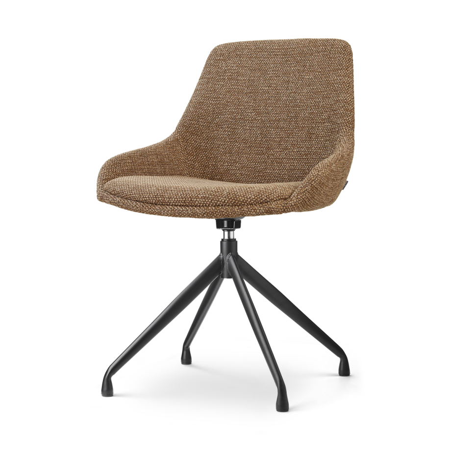 Nola-Isa draaibare eetkamerstoel bruin blend - zwart onderstel afbeelding 1