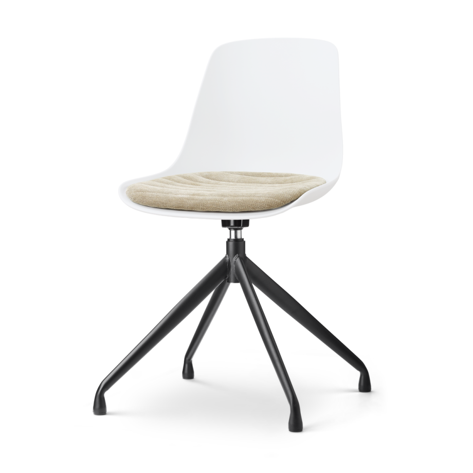 Nola-Liv draaibare eetkamerstoel wit met nougatbruin zitkussen - zwart onderstel afbeelding 1