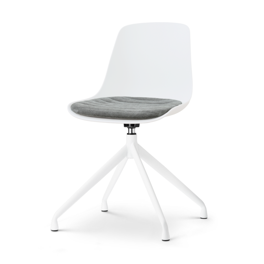Nola-Liv draaibare eetkamerstoel wit met zeegrijs zitkussen - wit onderstel afbeelding 1
