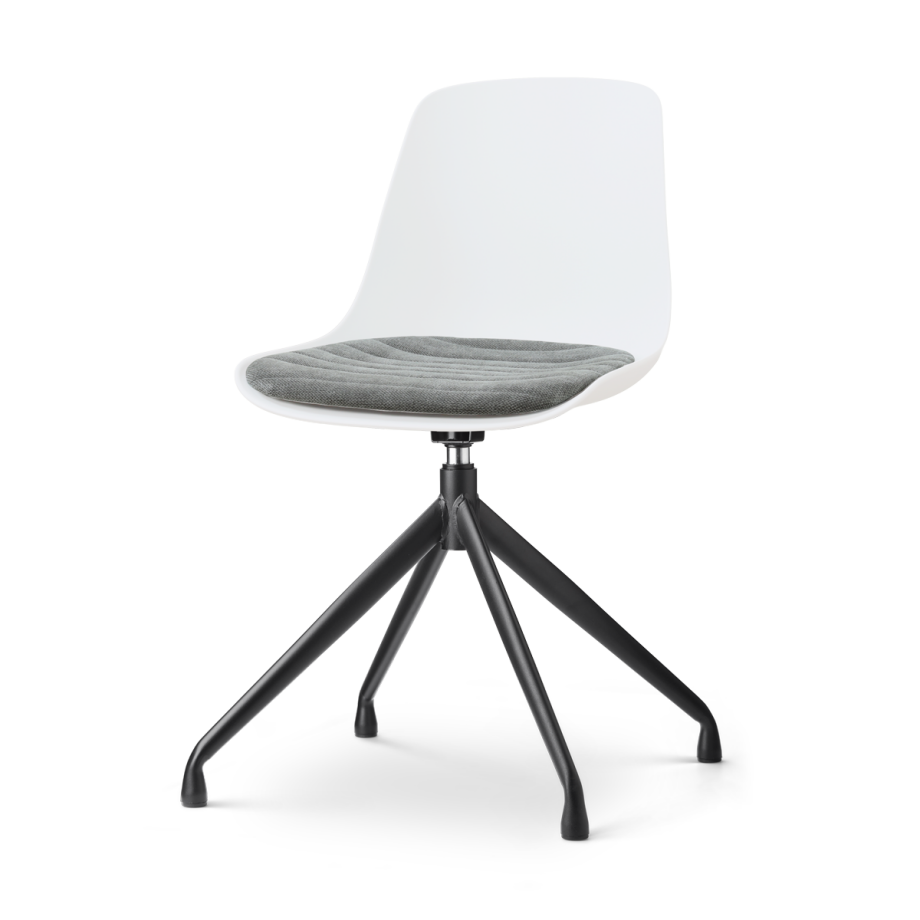 Nola-Liv draaibare eetkamerstoel wit met zeegrijs zitkussen - zwart onderstel afbeelding 1
