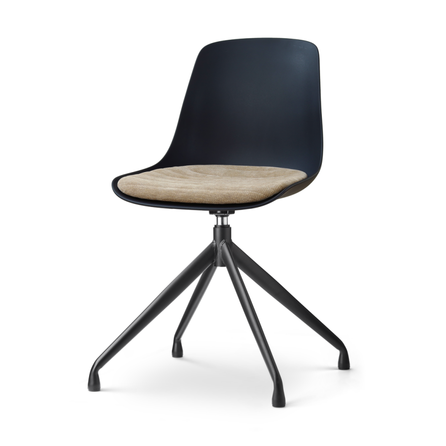 Nola-Liv draaibare eetkamerstoel zwart met nougatbruin zitkussen - zwart onderstel Nola-Liv draaibare eetkamerstoel zwart met nougatbruin zitkussen - zwart onderstel afbeelding 1