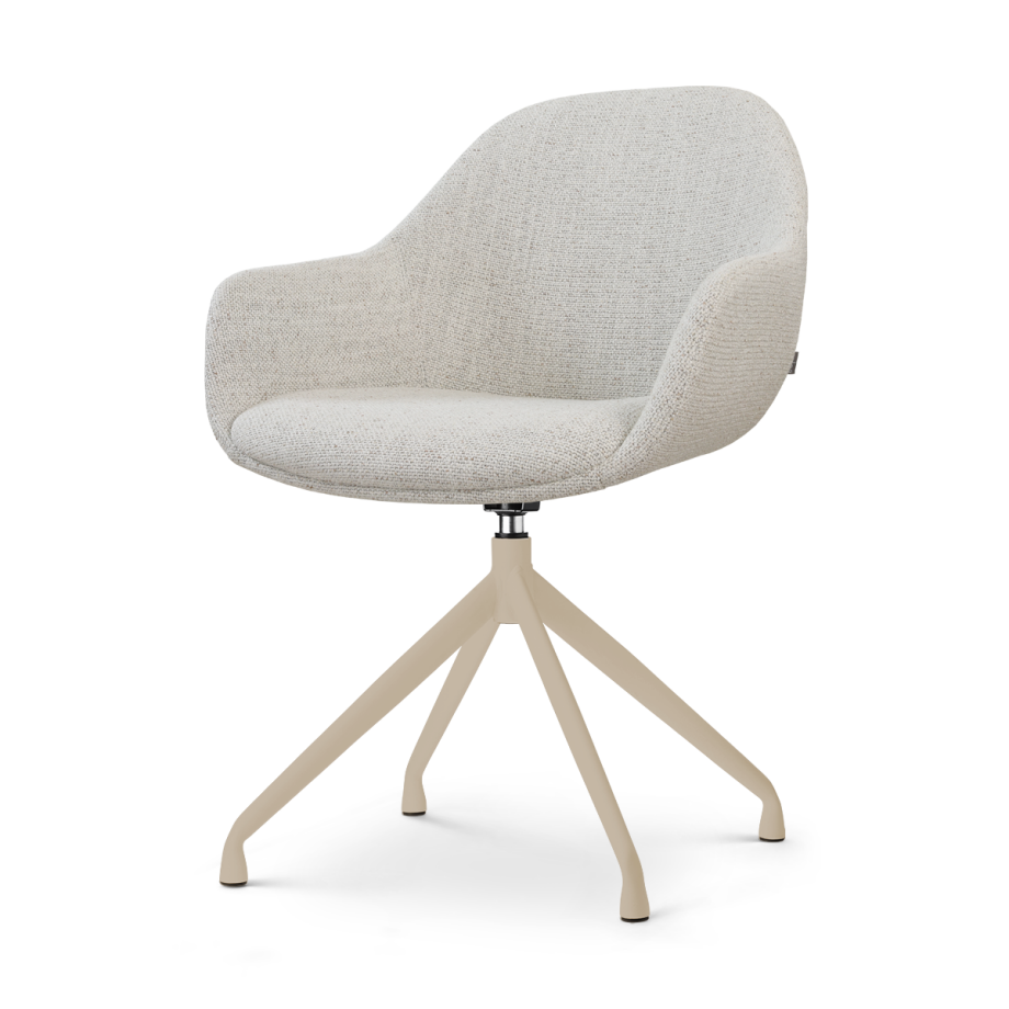 Nola-Mae draaibare eetkamerstoel beige gemêleerd - beige onderstel afbeelding 1
