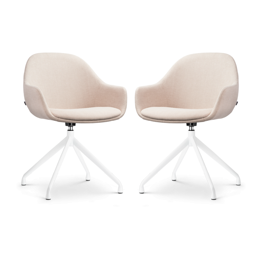 Nola-Mae draaibare eetkamerstoel beige - wit onderstel - set van 2 Nola-Mae draaibare eetkamerstoel beige - wit onderstel - set van 2 afbeelding 1