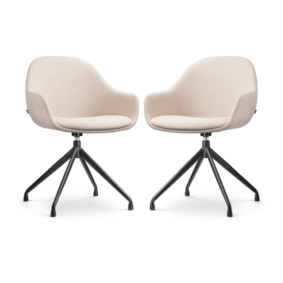 Nola-Mae draaibare eetkamerstoel beige - zwart onderstel - set van 2 afbeelding 1