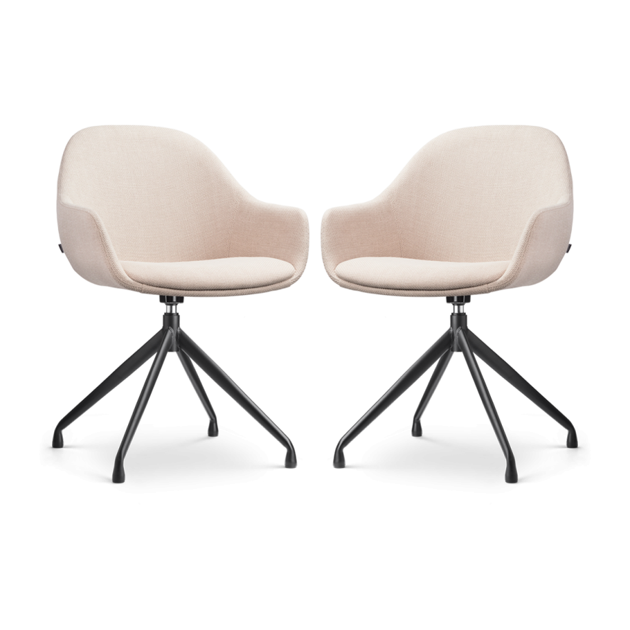 Nola-Mae draaibare eetkamerstoel beige - zwart onderstel - set van 2 Nola-Mae draaibare eetkamerstoel beige - zwart onderstel - set van 2 afbeelding 1