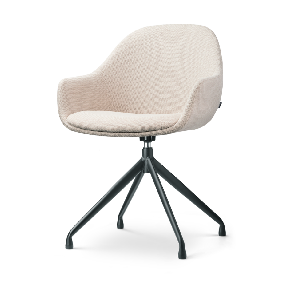 Nola-Mae draaibare eetkamerstoel beige - zwart onderstel Nola-Mae draaibare eetkamerstoel beige - zwart onderstel afbeelding 1