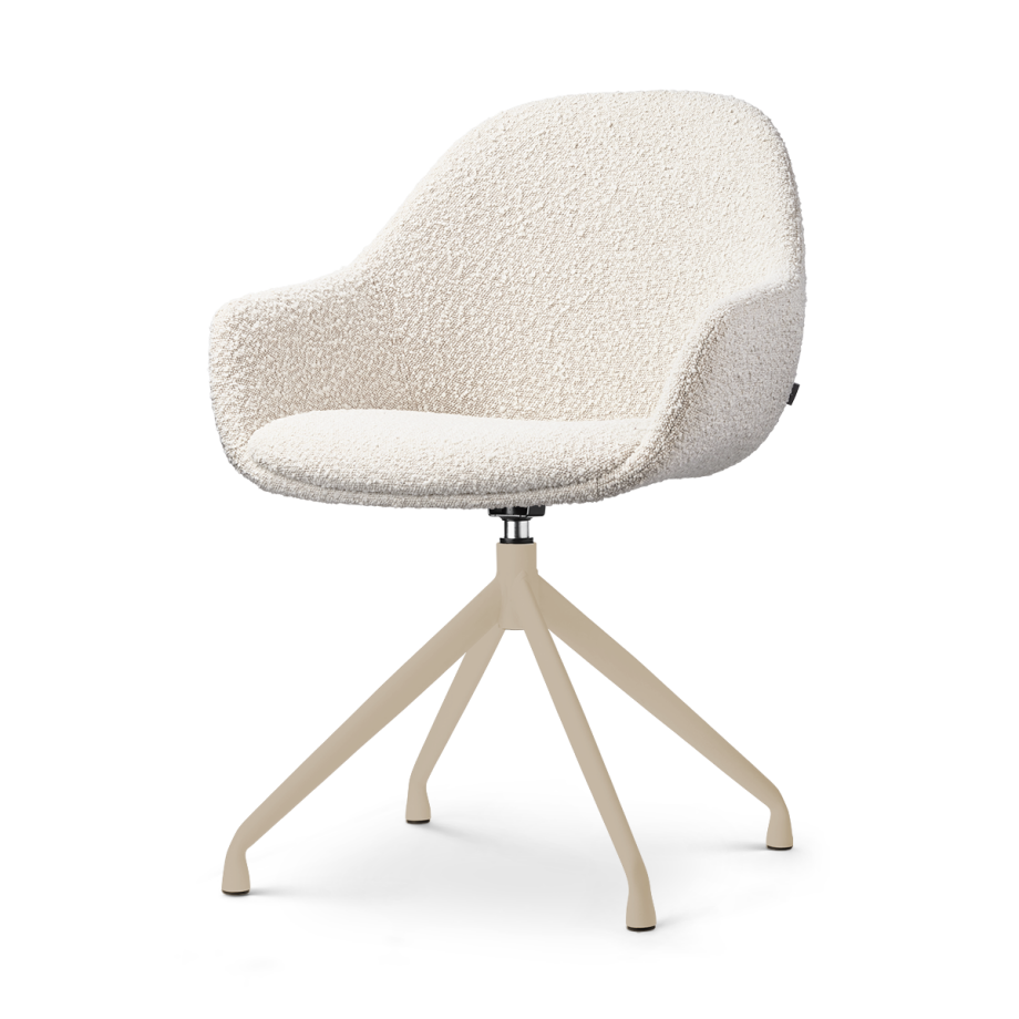 Nola-Mae draaibare eetkamerstoel bouclé beige - beige onderstel afbeelding 1
