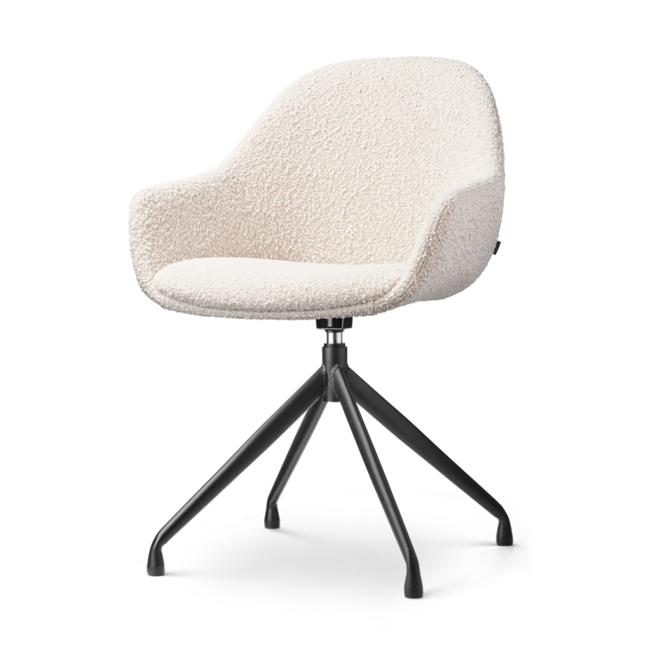 Nola-Mae draaibare eetkamerstoel bouclé beige - zwart onderstel Nola-Mae draaibare eetkamerstoel bouclé beige - zwart onderstel afbeelding 1