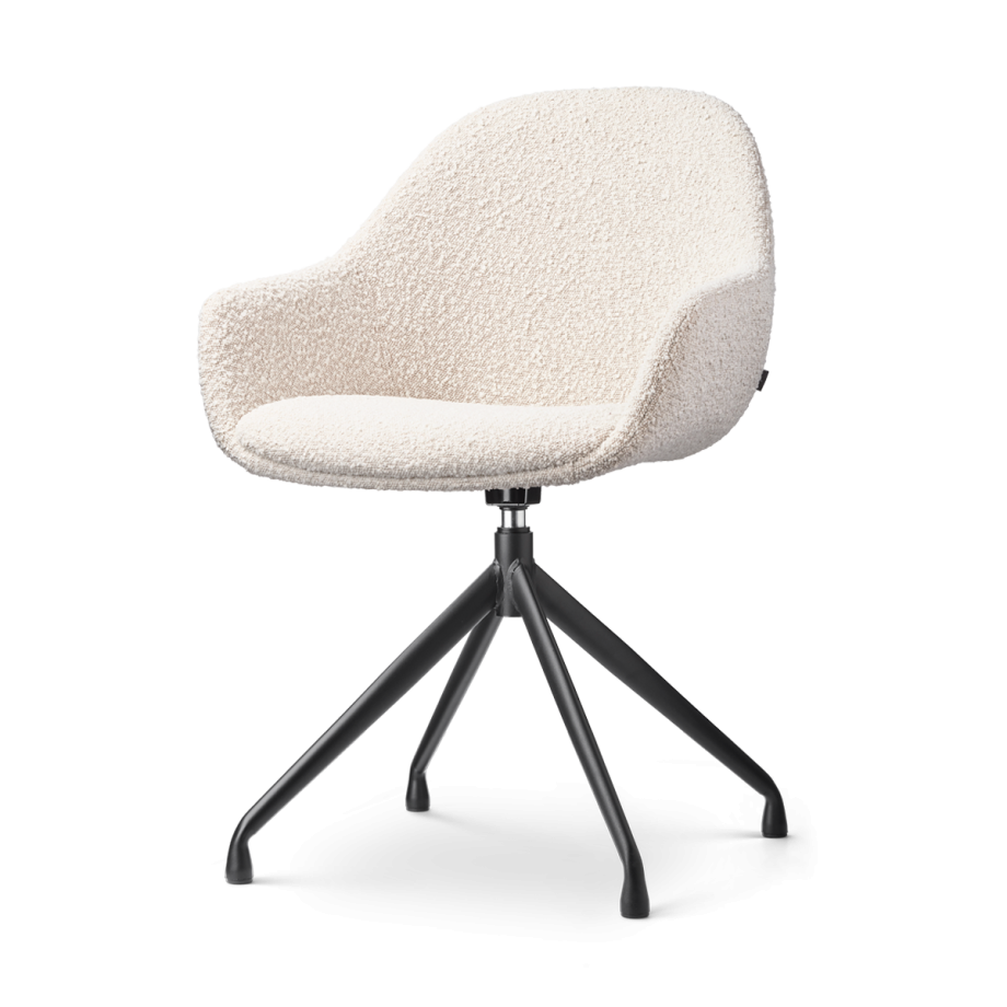 Nola-Mae draaibare eetkamerstoel bouclé beige - zwart onderstel afbeelding 1