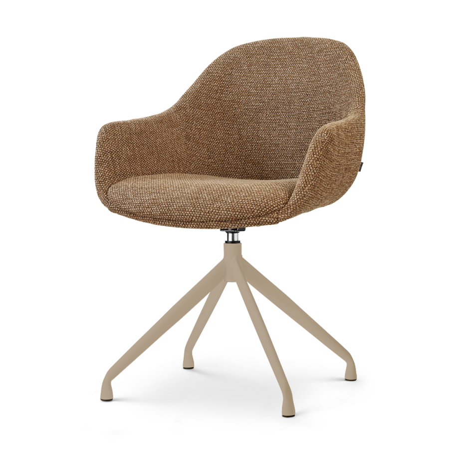 Nola-Mae draaibare eetkamerstoel bruin blend - beige onderstel afbeelding 1