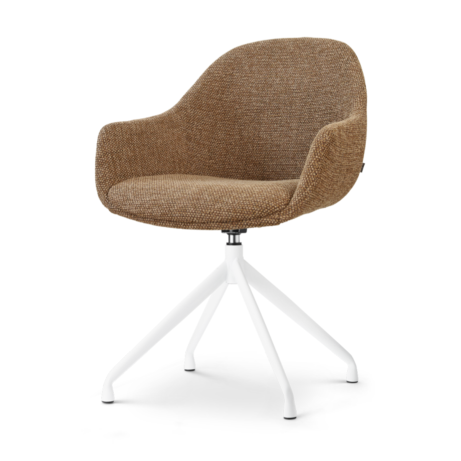 Nola-Mae draaibare eetkamerstoel bruin blend - wit onderstel afbeelding 1